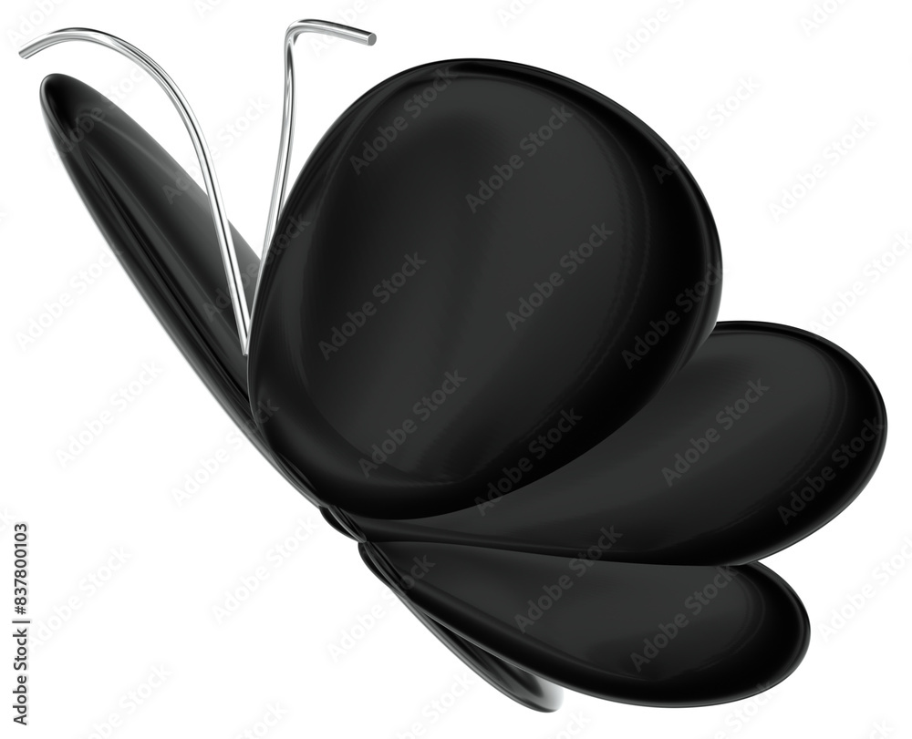 Butterfly 3D Y2K Black Silver Metallic Chrome Illustration Butterfly 3D Y2K Black Silver Metallic Chrome Illustration