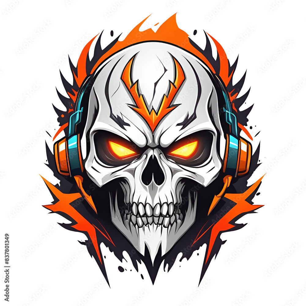 Skull logo with headphones on it Skull logo with headphones on it