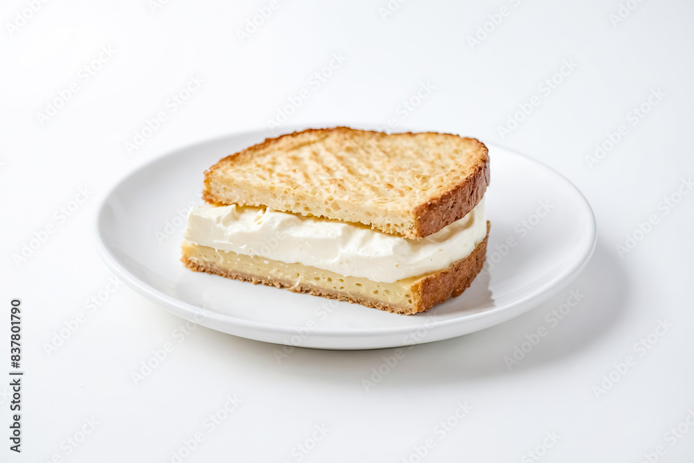 Cream Cheese Sandwich on White Plate Cream Cheese Sandwich on White Plate