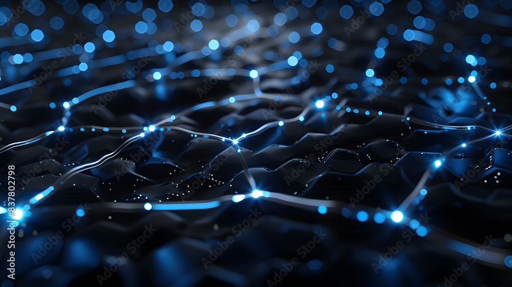 Obraz premium A digital network of glowing nodes, symbolizing the flow of information and connectivity in advanced technological systems.