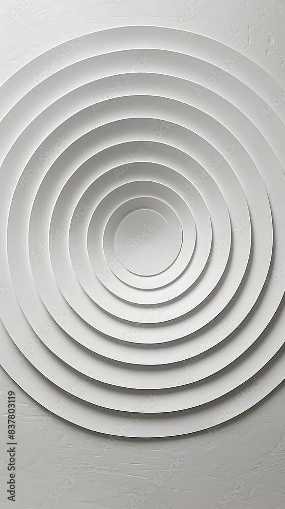 Obraz premium Concentric white circles, radiating from center on white background 
