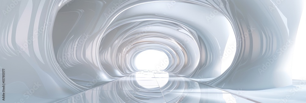 Fototapeta premium Futuristic White Tunnel Abstract Background