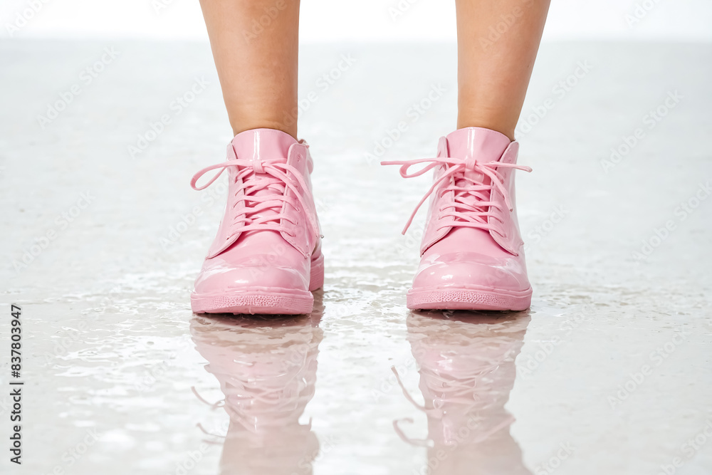 Pink Rain Boots Reflecting In Water Pink Rain Boots Reflecting In Water