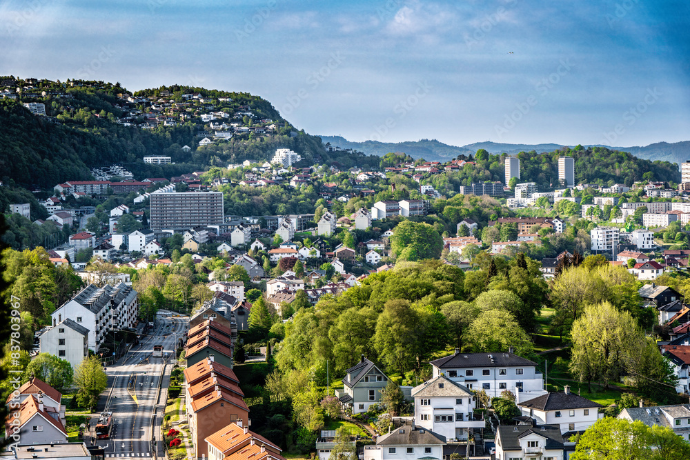 Obraz premium Bergen panorama over the suburbs, Norway