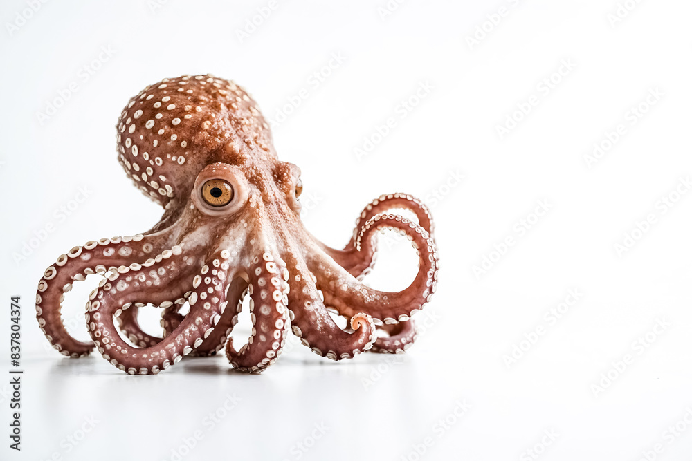 Obraz premium Fresh Octopus on White Background