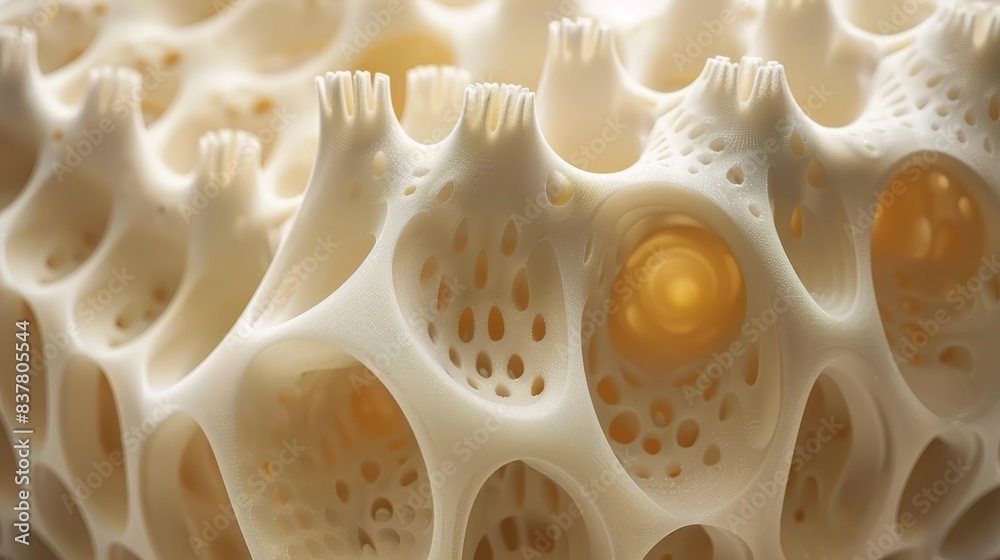 A close-up of a white object with numerous small holes arranged in the center of its top and bottom sections A close-up of a white object with numerous small holes arranged in the center of its top and bottom sections