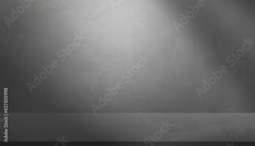 Studio Background,Concrete gray wall room with 3D Podium Display on Cement Floor for for product present,Empty Backdrop Minimal In terior Gray Concrete texture surface