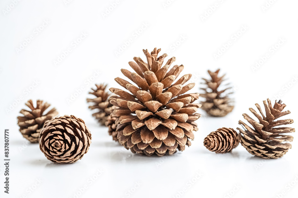 Close-Up of Pine Cones on White Background Close-Up of Pine Cones on White Background