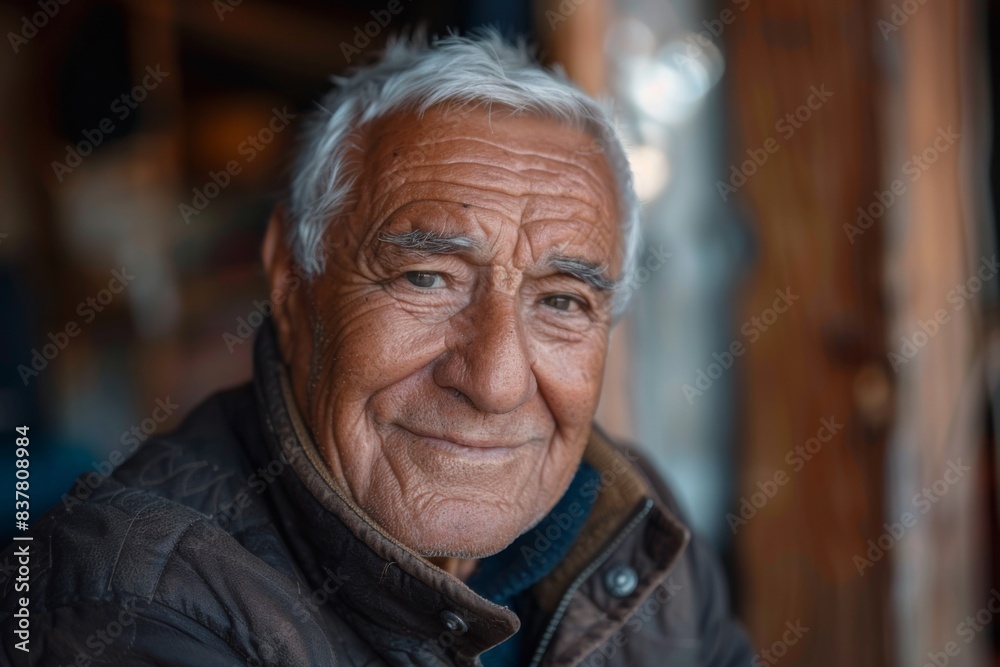 Elderly man in brown jacket smiling Elderly man in brown jacket smiling