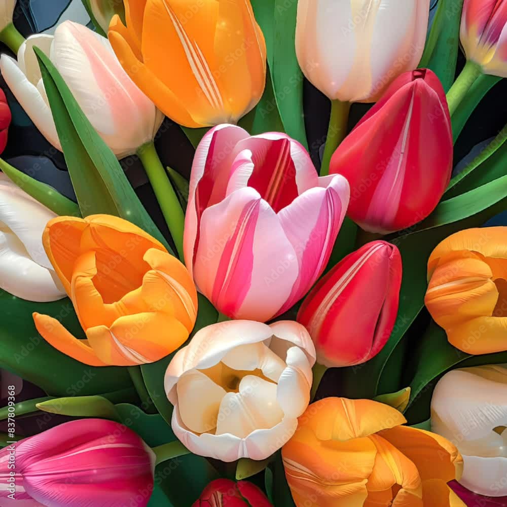 a bunch of tulip flower in various color, background tile, photo realistic
a bunch of tulip flower in various color, background tile, photo realistic