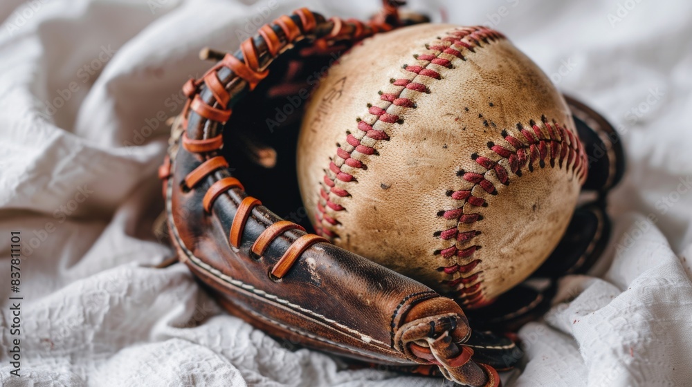 Fototapeta premium Baseball Ball with Glove