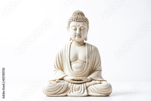 White Buddha Statue Sitting in Meditation Pose