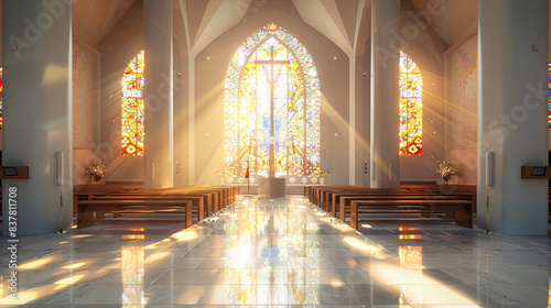 Digital rendering of a divine garden with a path leading to a silhouette of the Messiah, bathed in heavenly light