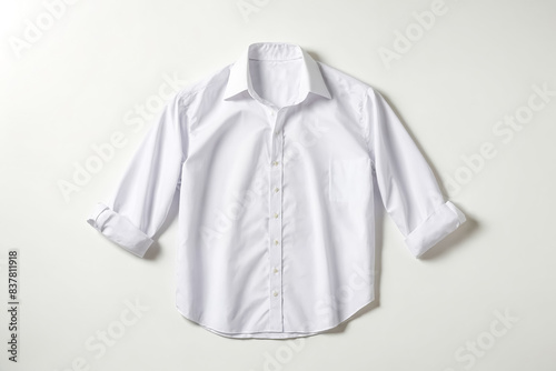 White Dress Shirt with Rolled Sleeves on White Background