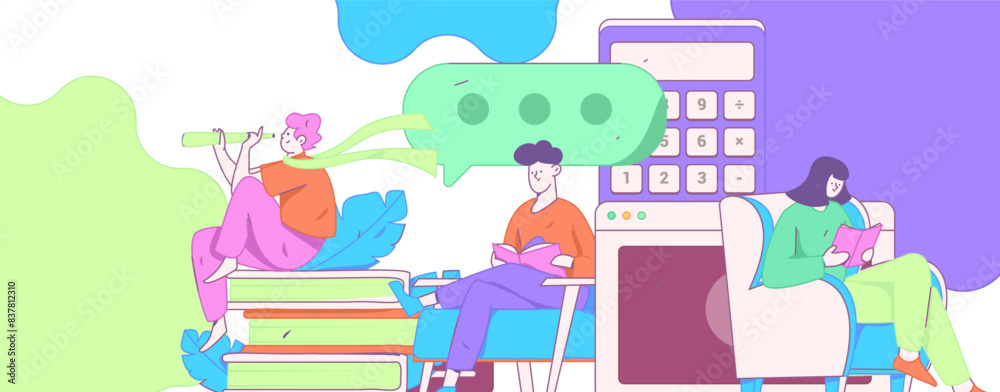 Education and learning people flat vector concept hand drawn illustration
