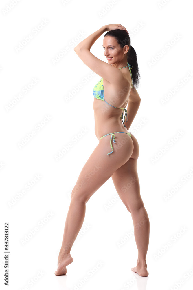 Obraz premium sporty woman in bikini on white background