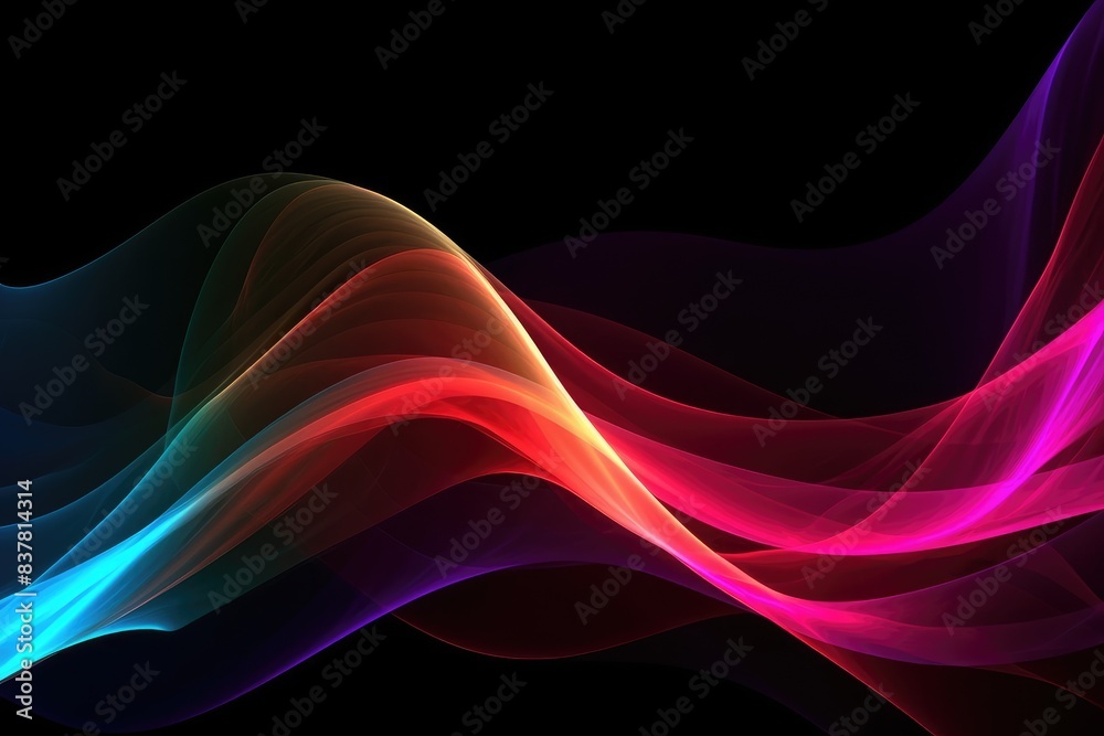 Fototapeta premium Vibrant Abstract Color Waves on Black Background
