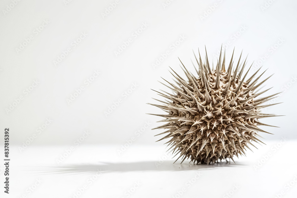 Spiky Brown Seed Pod on White Background Spiky Brown Seed Pod on White Background