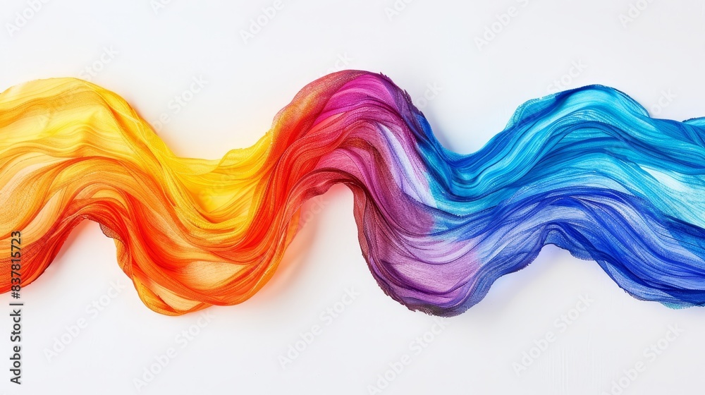 A multicolored wave of hair against a white background