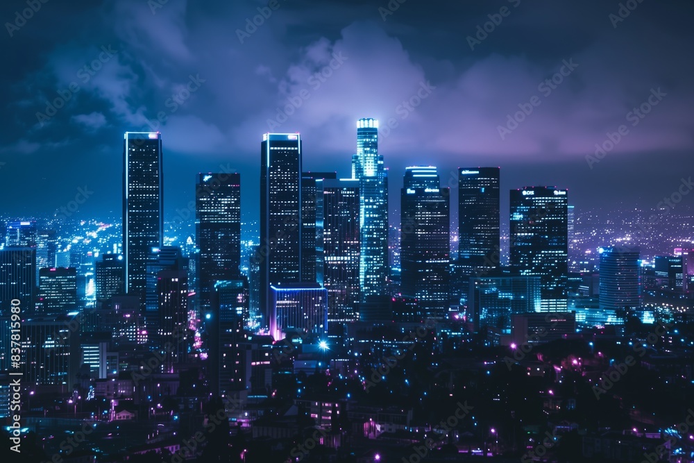 Los Angeles Night Skyline: Stunning Urban Views in California, USA Los Angeles Night Skyline: Stunning Urban Views in California, USA