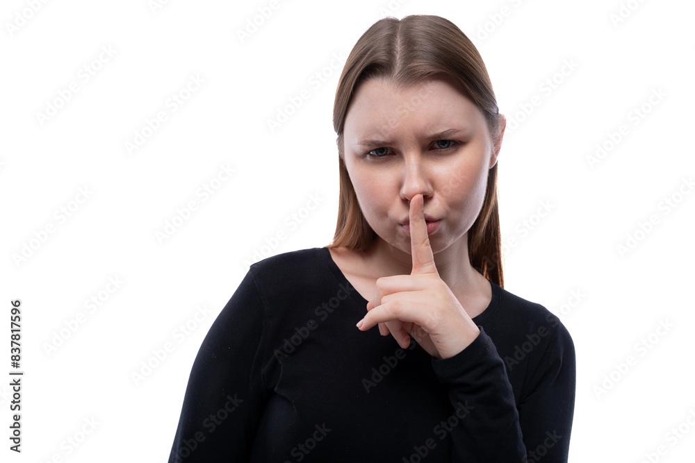 Cunning schoolgirl with blond hair on a white background Cunning schoolgirl with blond hair on a white background