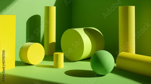 3d yellow and green figures photo