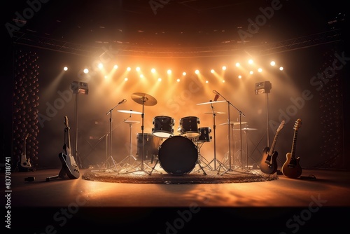 Dramatic Concert Stage with Musical Instruments photo