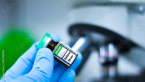 Vaccine bottles for preventing yellow fever. photo