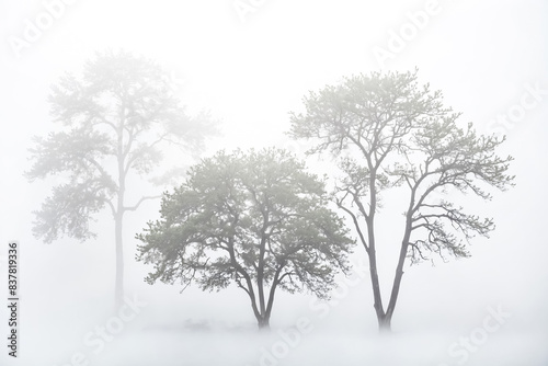 Trees Disappear in a Foggy Forest