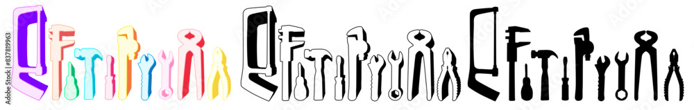 set trendy Construction tools icon. repairs tools symbol. handyman service logo design vector illustrations