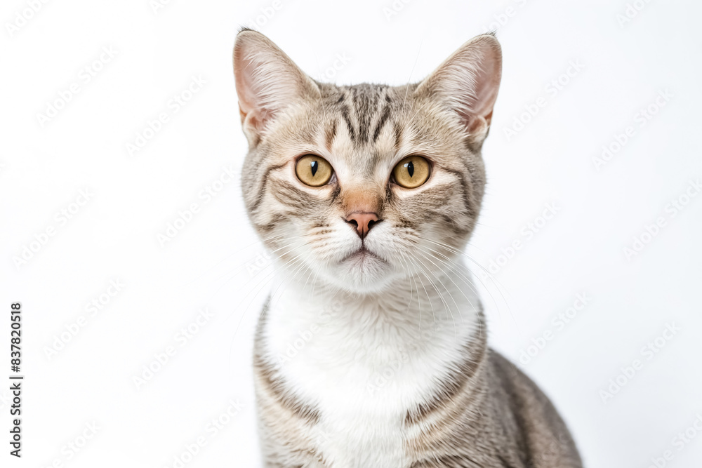 Portrait of a cute tabby cat looking at the camera Portrait of a cute tabby cat looking at the camera