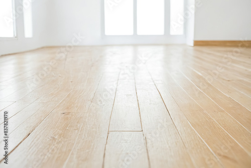 Light wooden floor in a bright room