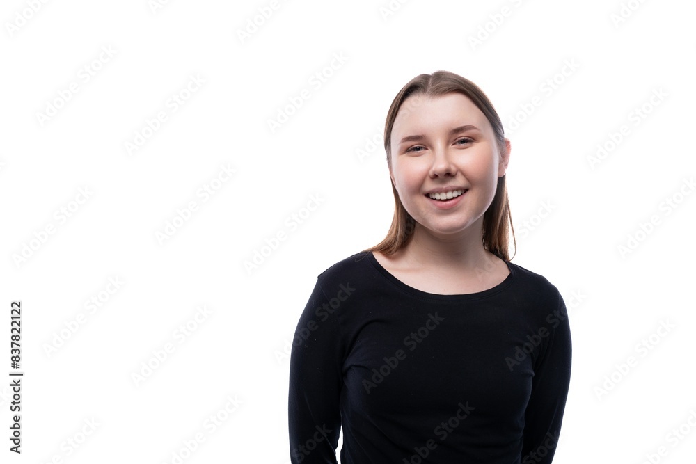 Close-up portrait of a preteen girl of European appearance Close-up portrait of a preteen girl of European appearance