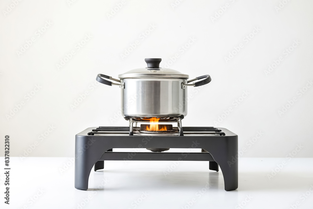 Stainless Steel Pot on a Gas Stove
