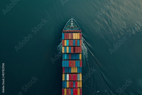 Aerial view of a container ship in the ocean © dima040293