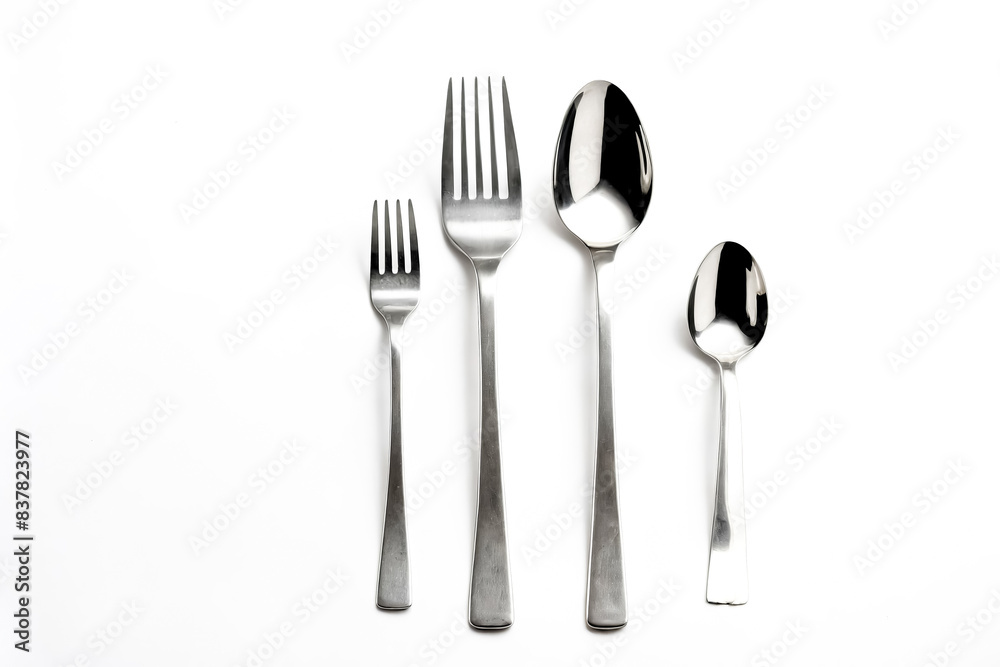 Fork and Spoons on White Background Fork and Spoons on White Background