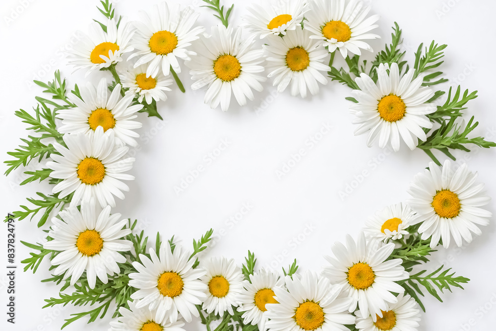 Obraz premium Daisies Frame White Background