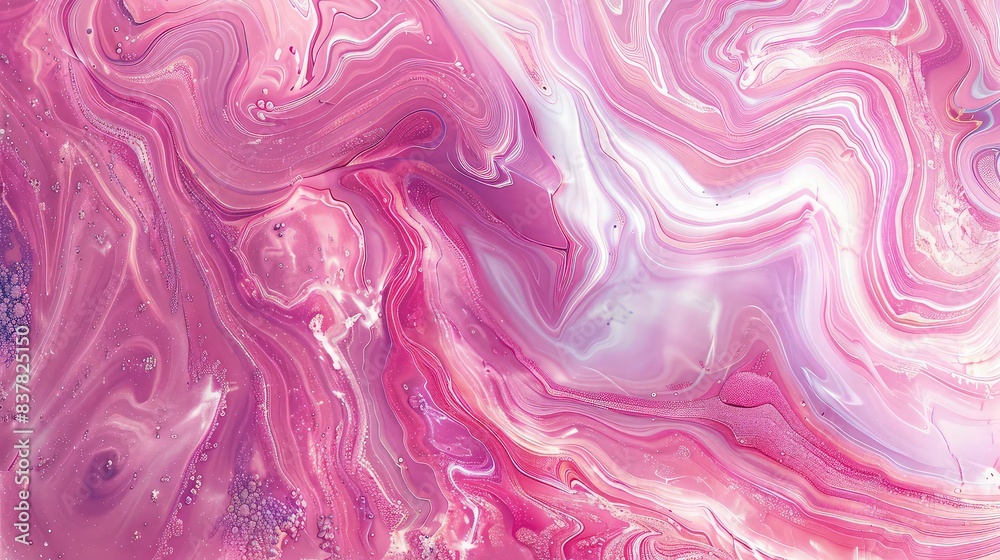 An intricate abstract canvas featuring a blush pink opal liquid marble pattern, with vibrant streaks of white and hints of lavender creating a mesmerizing whirlpool effect. An intricate abstract canvas featuring a blush pink opal liquid marble pattern, with vibrant streaks of white and hints of lavender creating a mesmerizing whirlpool effect.