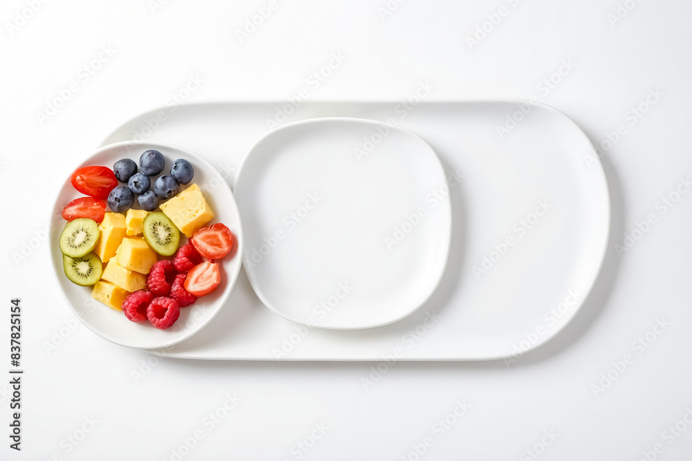 Fruit and Cheese Platter on White Plates Fruit and Cheese Platter on White Plates