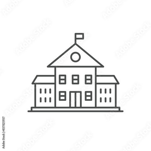 School building line icon, vector pictogram of college or university. Education illustration, sign for schoolhouse exterior. © Astart