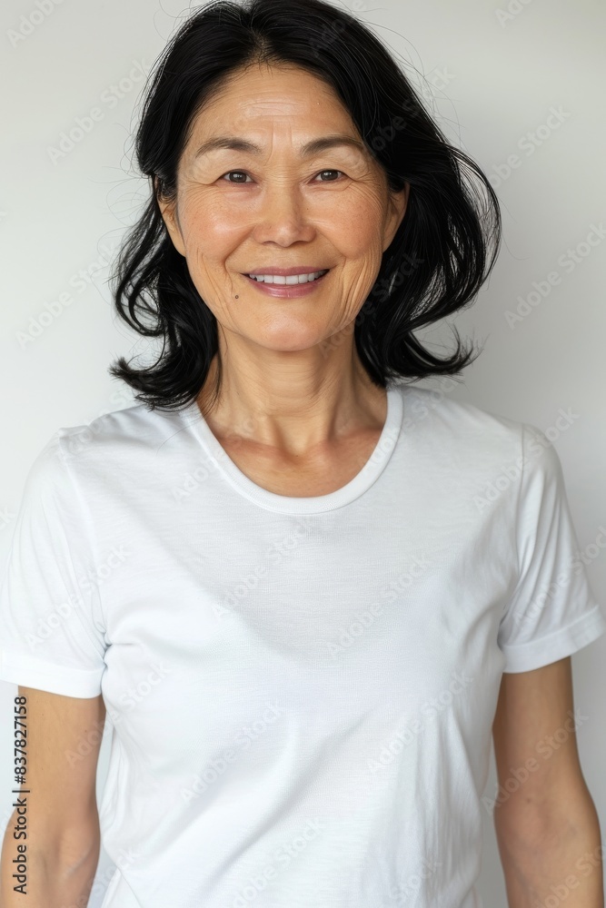 白いシャツを着ている中年の日本人の女性(アジア人・ファッションモデル・正面・モックアップ)
白いシャツを着ている中年の日本人の女性(アジア人・ファッションモデル・正面・モックアップ)