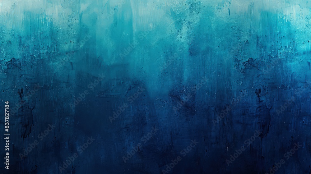Fototapeta premium Vertical textured grunge background transitions from bright cyan at the top to deep indigo at the bottom, perfect for marketing presentations or website headers.
