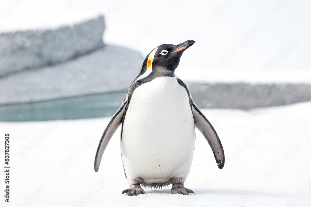 Fototapeta premium Emperor penguin standing on snow