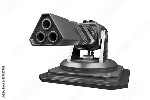 Futuristic turret, 3D illustration, not AI generated