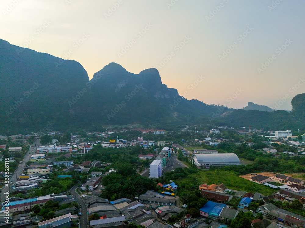 Fototapeta premium city view from the top of the mountain