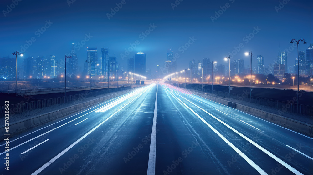 City Highway at Night with Light Trails City Highway at Night with Light Trails