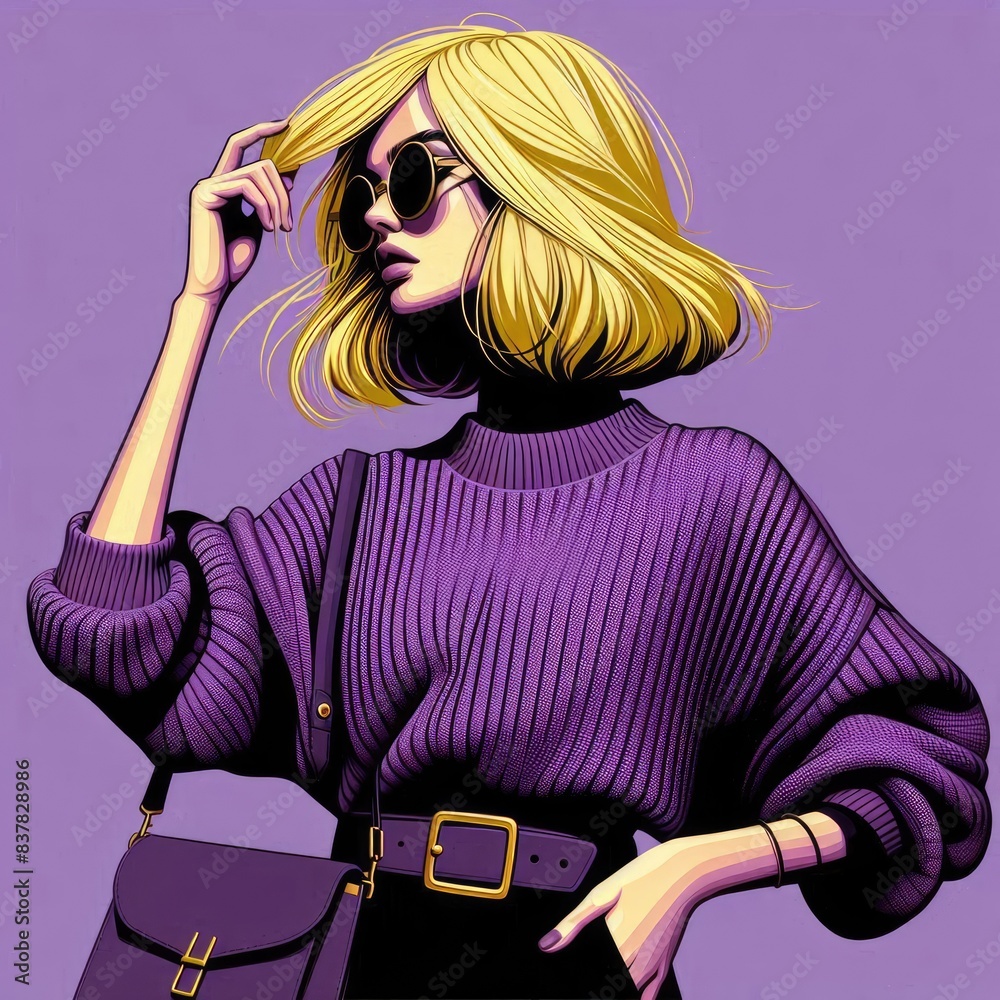 Casual Fashion: Flat Illustration of Woman Wearing a Sweater Casual Fashion: Flat Illustration of Woman Wearing a Sweater