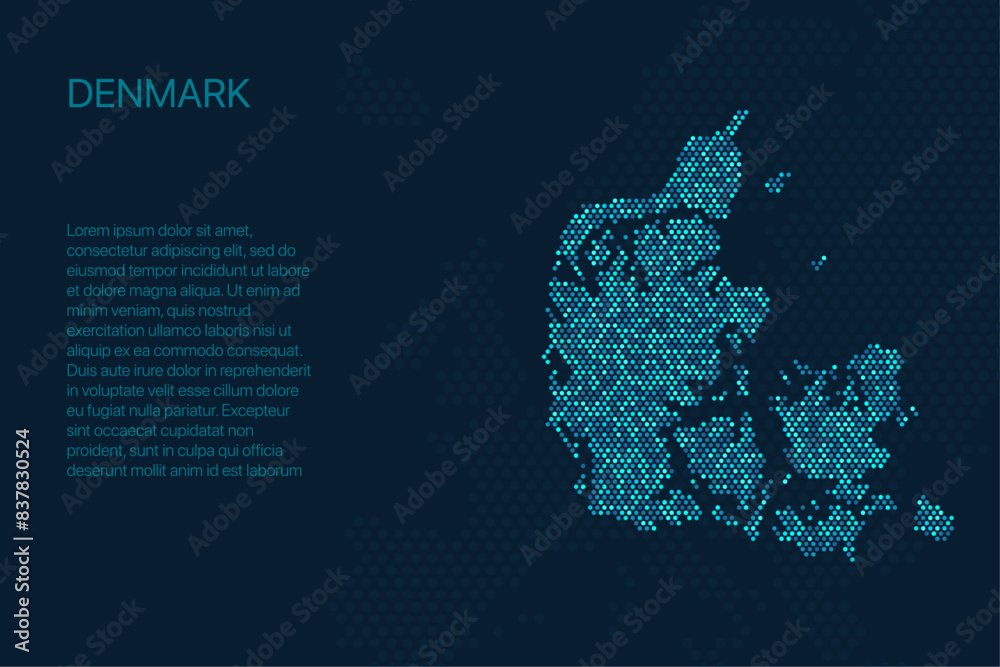 Denmark digital pixel map for design Stock Vector | Adobe Stock