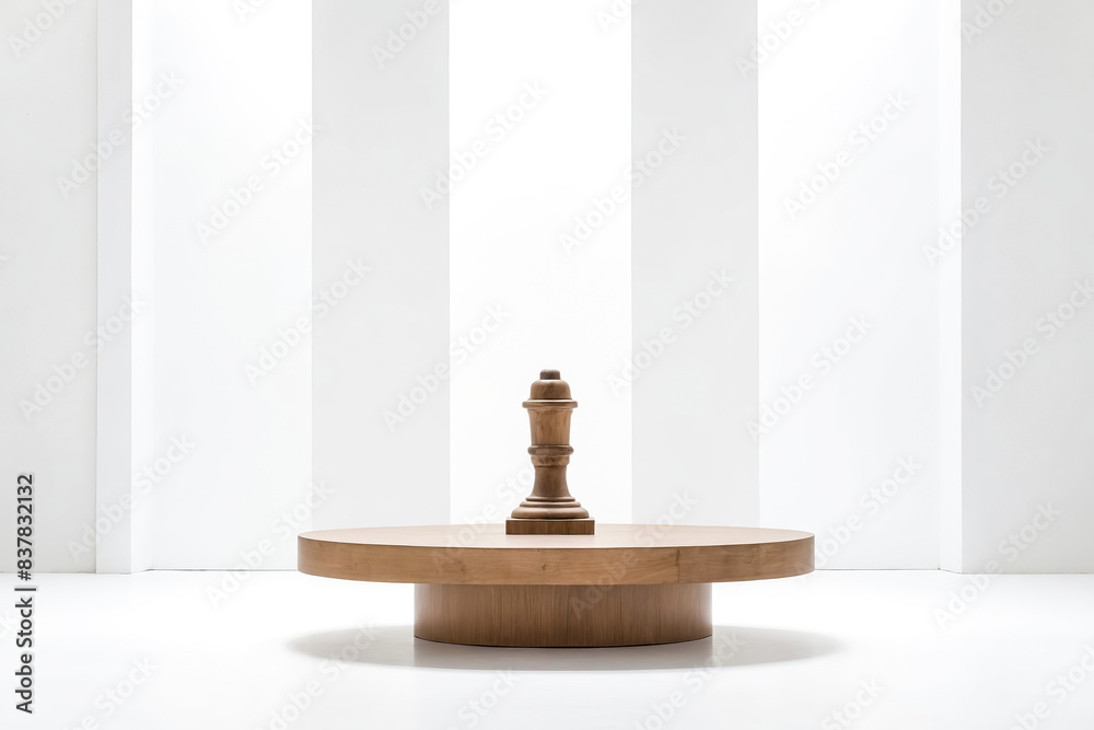 Minimalist Wooden Coffee Table with Finial on White Background Minimalist Wooden Coffee Table with Finial on White Background