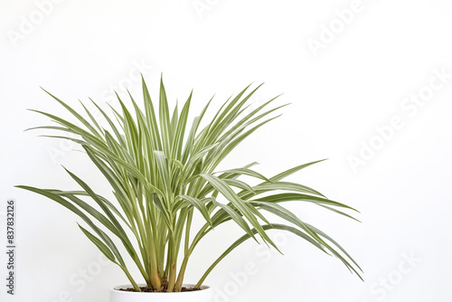 Green Plant with White Stripes on a White Background